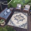 Dywan Zewnętrzny Patio Szary Niebieski Vintage