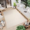 Dywan Zewnętrzny Patio Kremowy Linie