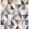 Dywan Zewnętrzny Patio Szary Niebieski Geometryczny